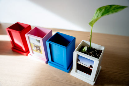 Instax Photo Plant Pot with Drip Tray – Desk Decor