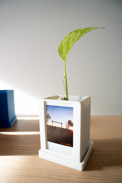 Instax Photo Plant Pot with Drip Tray – Desk Decor