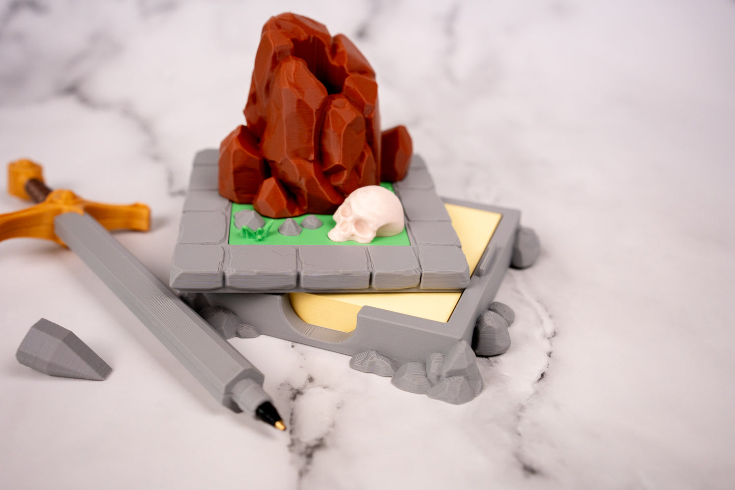 Sword in the Stone Pen Holder & Sticky Note Stand – Fantasy Desk Organiser