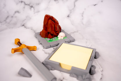 Sword in the Stone Pen Holder & Sticky Note Stand – Fantasy Desk Organiser