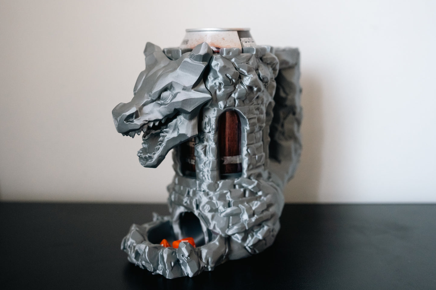 Dragon Fortress Can Holder & Dice Tower | TTRPG Accessory for D&D or game nights